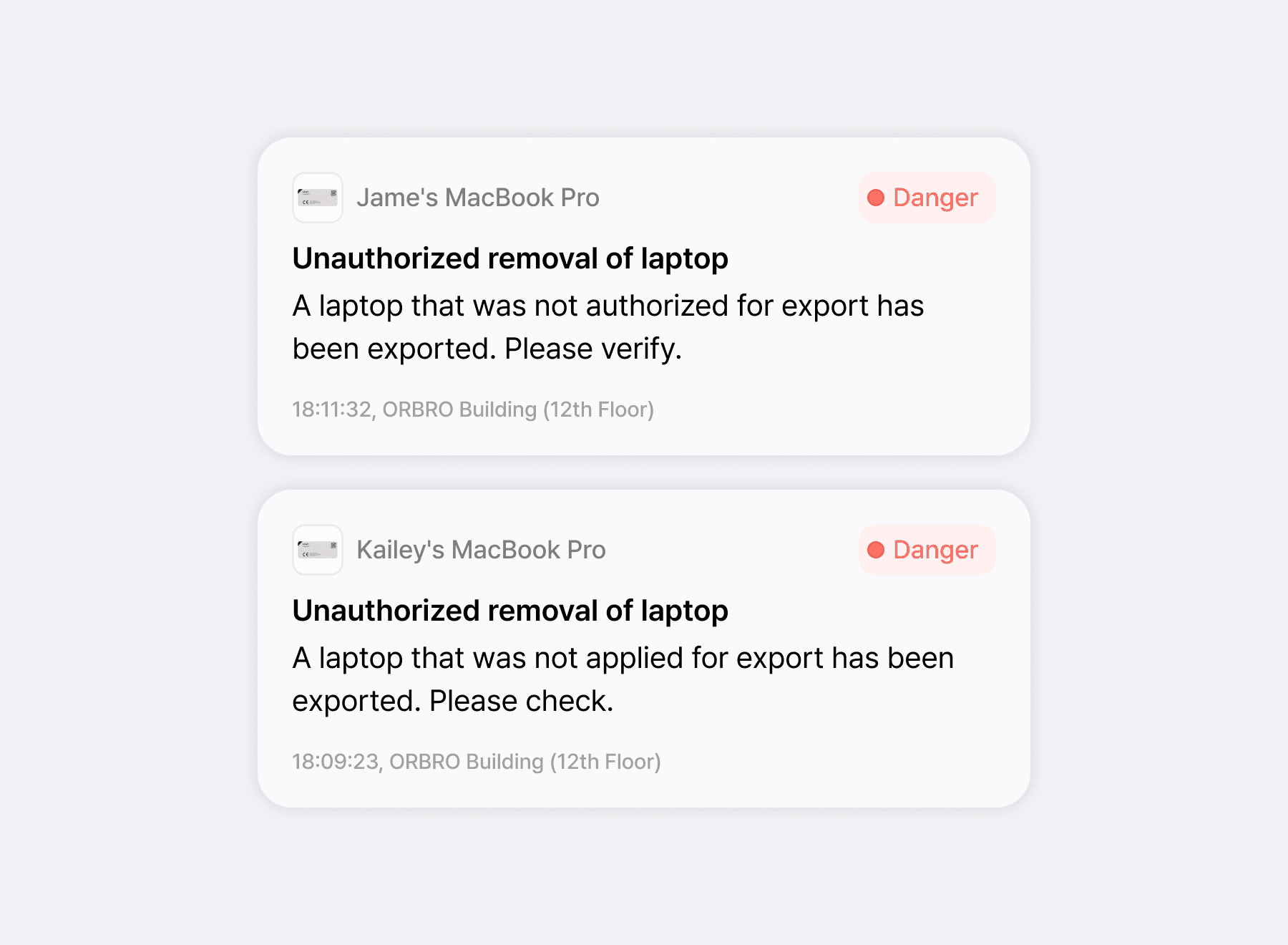 무단 반출 실시간 경고 알림