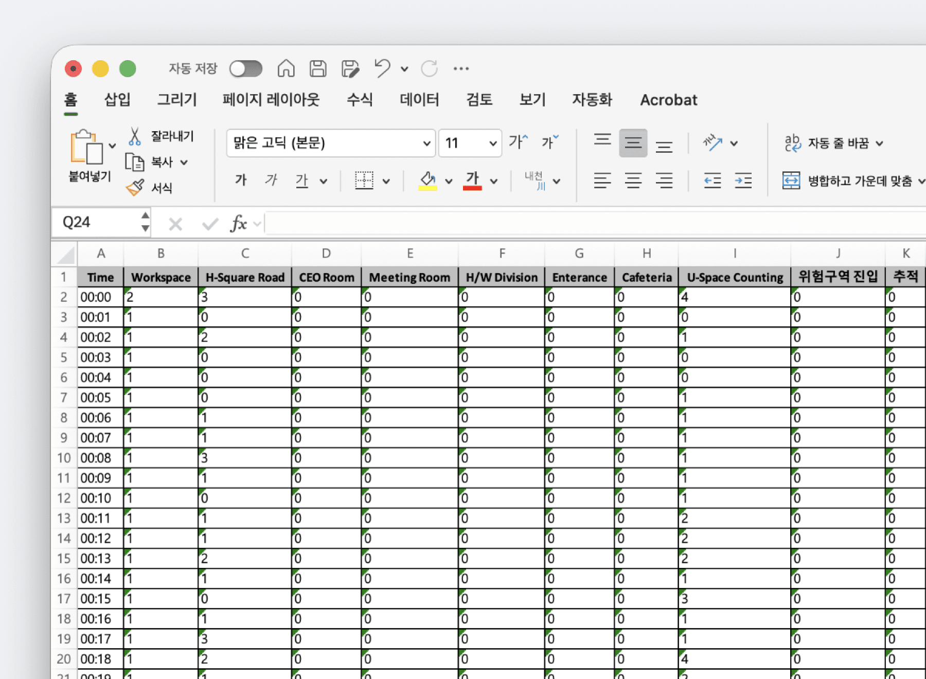분석 데이터 CSV 파일 추출